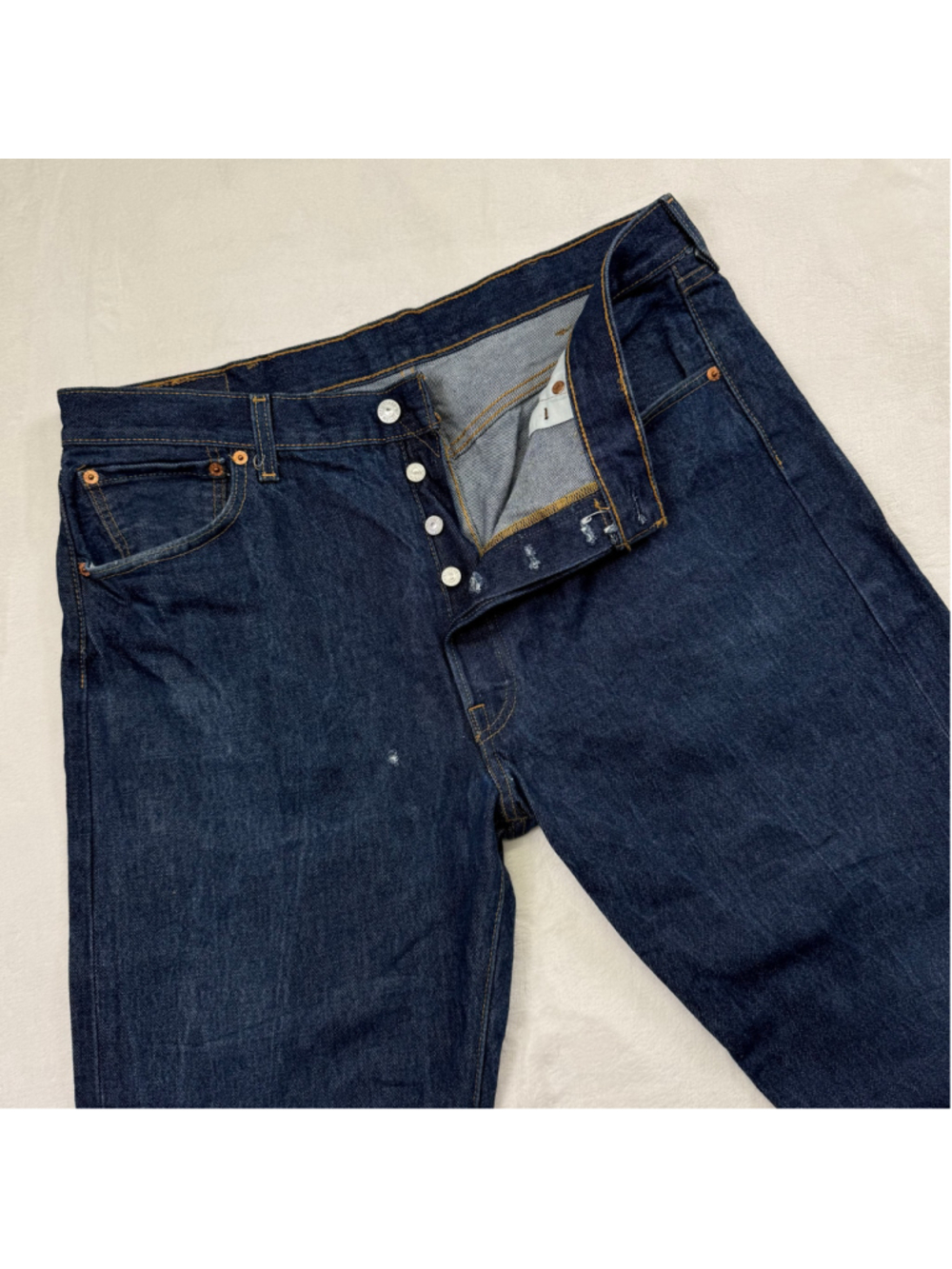 Men's Levi's 501 38x34 Straight Leg Jeans‎ Dark Wash Blue Button Fly